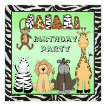 Festa de aniversário bonito dos animais do safari convite personalizados