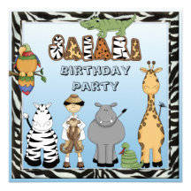 Festa de aniversário bonito dos animais do safari convite