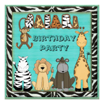 Festa de aniversário bonito dos animais do safari convites