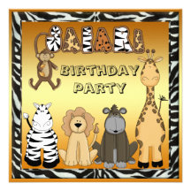 Festa de aniversário chique do ouro dos animais bo convite