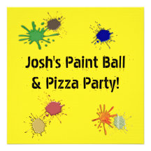 Festa de aniversário da pizza da bola da pintura d convites personalizados