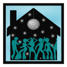festa em casa do tema do disco 70s convite