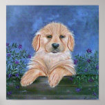 Filhote de cachorro e flores posters