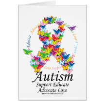 Fita da borboleta do autismo cartoes