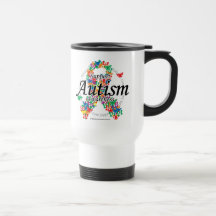 Fita do autismo das borboletas caneca