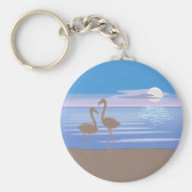 Flamingos na praia chaveiros