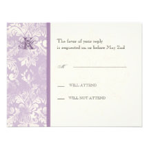 Fleur di Lys Damasco - cartão da resposta do Lilac Convites Personalizados