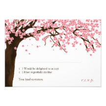 Flor de cerejeira/aguarela RSVP de Sakura Convite Personalizados