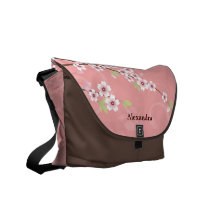 Flor de cerejeira cor-de-rosa macia bolsas mensageiro