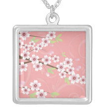 Flor de cerejeira cor-de-rosa macia colar