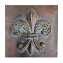 Flor de lis, Cobre-Olhar envelhecido impresso Azulejo De Cerâmica
