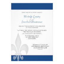 Flor de lis contemporânea do azul de Monaco Convites Personalizados
