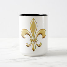 Flor de lis dourada caneca