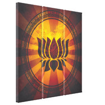 Flor de Lotus do vintage Impressão De Canvas Envolvida