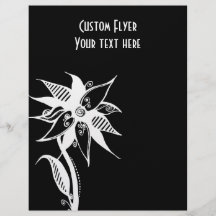 Flor de Swirly - B&W negativo Panfleto Personalizado