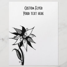 Flor de Swirly por Naomi - preto & branco Panfleto Personalizados