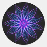 Flor do Fractal - etiqueta roxa Adesivos Em Formato Redondos