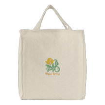 Flor Emb customizável do primavera. Sacola Bolsa Bordada