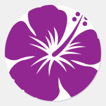 Flor roxa do hibiscus aloha adesivos redondos