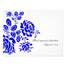 Floral bonito nos azuis marinhos RSVP/cartões de r Convites Personalizados