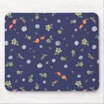 Floral com passarinhos no azul mousepads