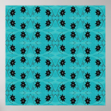 floral escuro na turquesa poster