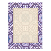 Floral geométrico em azul e em roxo convites personalizado