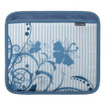 Flores azuis em listras bolsas de iPad