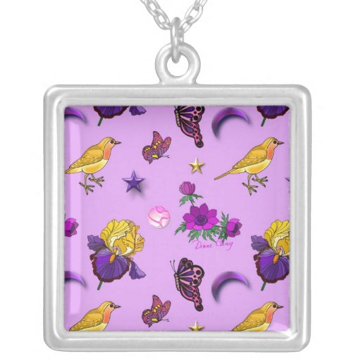 Flores & borboletas - pássaros & estrelas colares personalizados