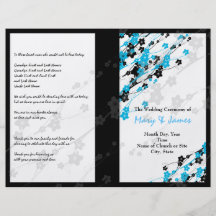 Flores japonesas do programa do casamento azuis panfletos personalizados