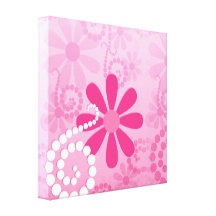 Flores retros cor-de-rosa femininos abstratas boni impressão de canvas envolvida