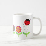 Flores retros e caneca da joaninha
