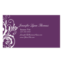 Flourish chique roxo e branco cartões de visitas