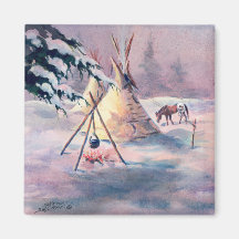 FOGO & APPALOOSA do TIPI do INVERNO por SHARON SHA Imã De Refrigerador