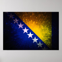Fogo-de-artifício; Bandeira de Bósnia Posters