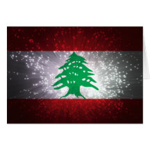 Fogo-de-artifício da bandeira de Líbano Cartao