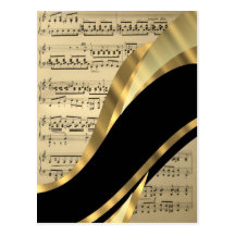 Folha de música elegante cartoes postais