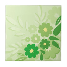 Folha e flores verdes modernas azulejos