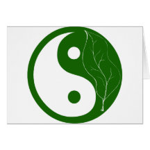 Folha verde Yin Yang Cartões