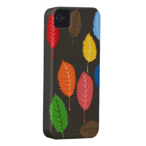 folhas coloridas no woodgrain capas iPhone 4