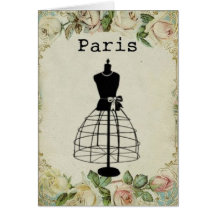 Formulário do vestido da forma de Paris do vintage Cartao