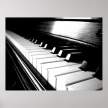 Fotografia preta & branca elegante do piano poster