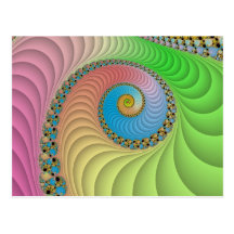 Fractal espiral Pastel Cartao Postal