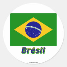 Français de Drapeau Brésil avec le nom en Adesivos