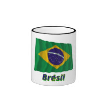Français de Drapeau Brésil avec le nom en Canecas