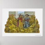 Francisco Pizarro ao lado do imperador Atahualpa d Pôsteres