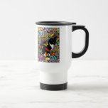 Freckles nas borboletas - pretas & no gato branco  caneca