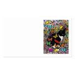 Freckles nas borboletas - pretas & no gato branco  cartao de visita