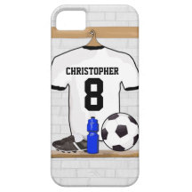 Futebol branco e preto personalizado Jerse do fute Capa iPhone 5