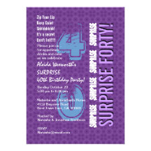 G699 roxo do aniversário de 40 anos da SURPRESA e  Convite